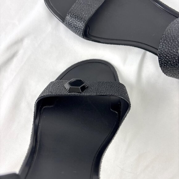Givenchy Black Rubber‎ Sandals Women’s Size 8 UK39 Textured Strap Jelly Flats - Picture 15 of 15